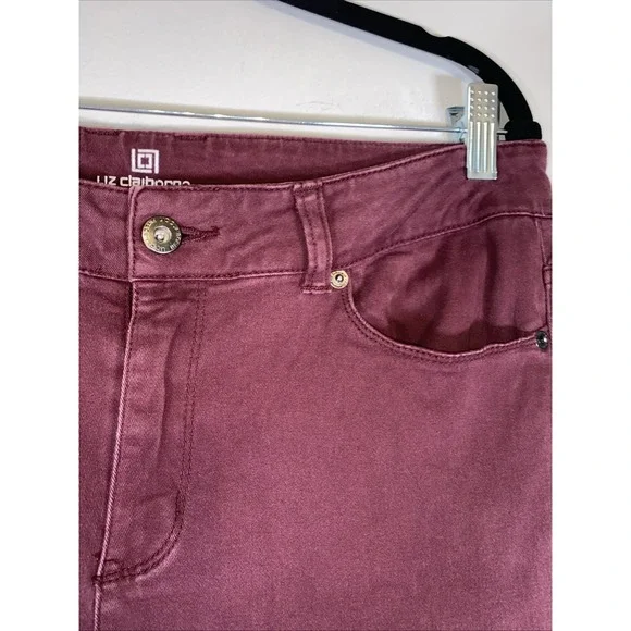 Liz Claiborne Womens Burgundy Soft  Pants Size 8 Stretch Cotton Twill Mid Rise - Picture 6 of 11